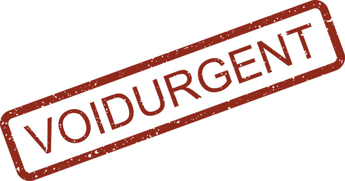 Distress red rubber stamp with the critical message VOID URGENT indicating immediate cancellation or invalidation of documents