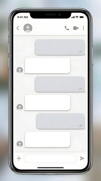 Smartphone screen displaying a messaging app with multiple text bubbles and a blurred background.