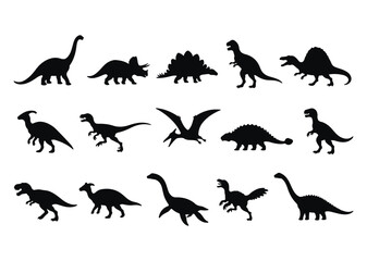 Dinosaur Silhouette Collection Set with Various Species and Poses © Ikmalia