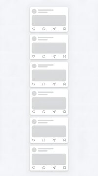 Minimalist social media post template with blurred content and interaction icons in a vertical.