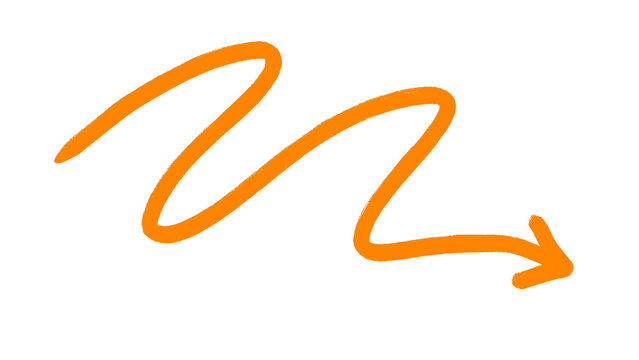 Orange zigzag arrow pointing right dynamic motion path