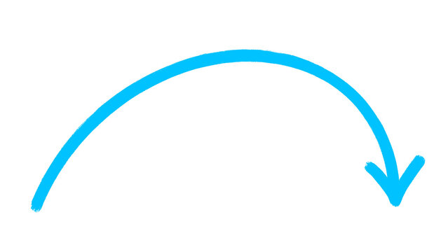 Light blue curved arrow pointing right minimal design