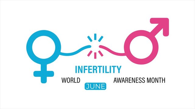 Animated fertility awareness concept with female profile silhouette and flowing reproductive symbols. 4k video animation.  world infertility awareness month. 