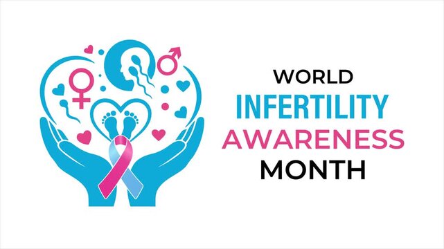 Modern medical awareness video template with infertility related visual elements. Animation with supportive hands and medical icons.