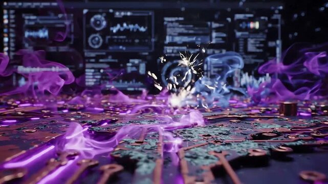 4K Abstract Technology Circuit Board Energy Flow Animation Business Presentation Background