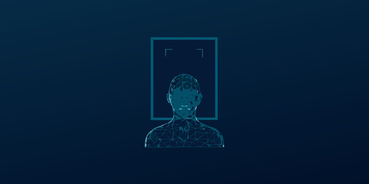 wireframe model of a human head and shoulders