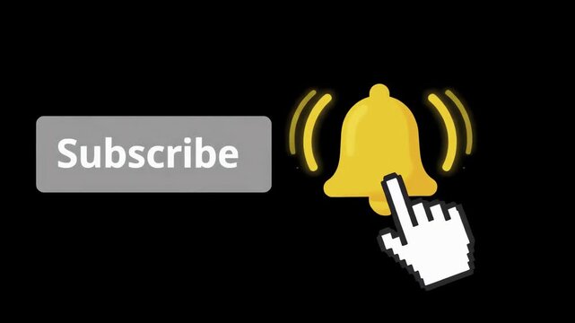 Animated Subscribe Button Click Notification Bell Icon for Commercial Use 4K Stock Video