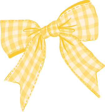 Coquette butter yellow gingham bow illustration