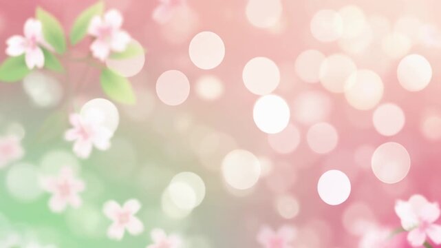 Dreamy Pink Cherry Blossom Petals with Soft Floating Bokeh Circles, Elegant Spring Motion Background for Wedding and Nature Videos, Seamless Loop Full HD