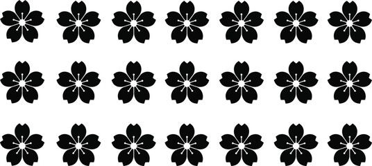 Black flower pattern on white background, repeating floral black flowers floral pattern repeating flowers © Graphic Shops