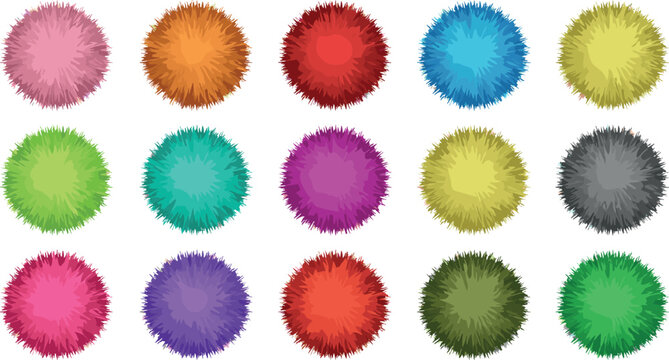 Set of Colorful Fluffy Fur Ball Pom Poms for Craft Projects Fashion Accessories and Decorative Soft Texture Design