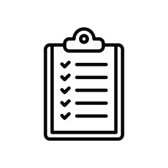 Checklist clipboard outline icon for tasks, planning, organization, and productivity management © fitradp