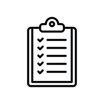 Checklist clipboard outline icon for tasks, planning, organization, and productivity management