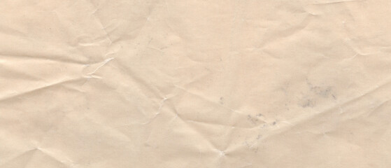 Warm Beige Cream Crumpled Kraft Paper Texture Background Grunge Aged Distressed Wrinkled Surface