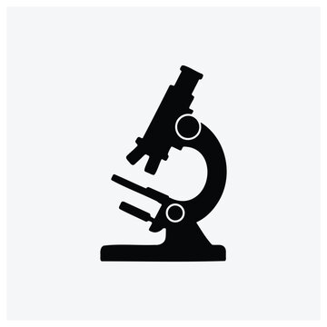 Minimal silhouette icon of a laboratory microscope