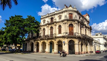 Fototapeta premium Historic Building on City Street Corner.
