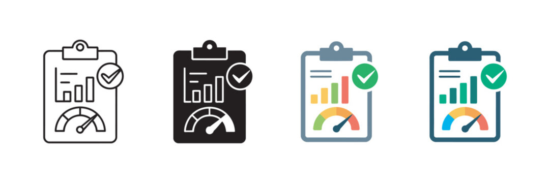 Outcome tracking icon set multiple style collection progress monitoring results analysis performance metrics success evaluation symbol vector illustration