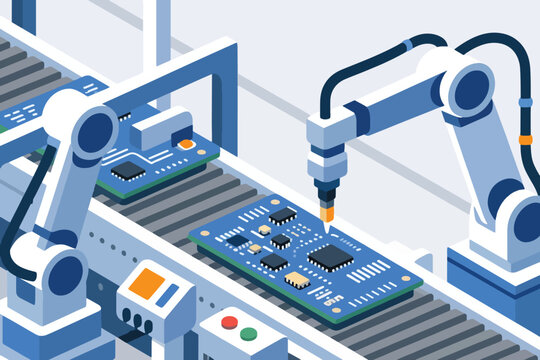 Technology Processor Manufacturing Factory Vector Illustration Creative Design Template 