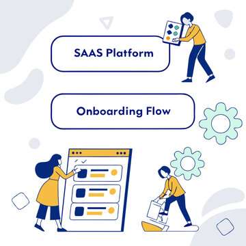 Software as a service platform and onboarding flow UI design concept with platform onboarding software interface business technology development application creative management workflow