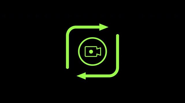 Animated Swap Audio Phone Call to Video Call Motion Graphic Icon with Green and White Elements and Alpha Channel