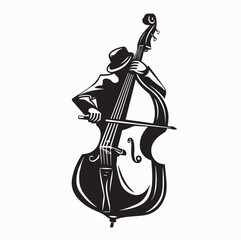 Elegant Cello Player Silhouette Vector Illustration Musical Concept © Sutarno