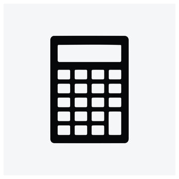 A minimalist icon of a basic electronic calculator
