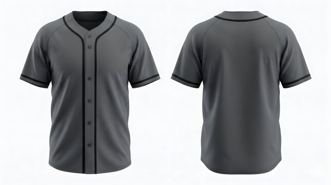 Premium Deep Gray Baseball Jersey Mockup - Front and Back Views - Blank Sportswear