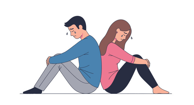 Sad couple sitting back to back.