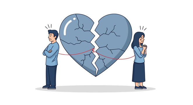 Cartoon illustration of a broken heart.