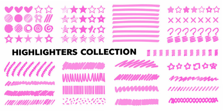 highlighter strokes collection in pink on white background