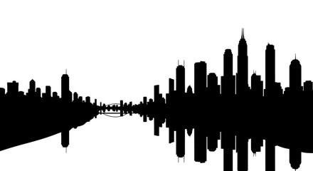 Obraz premium City skyline, urban silhouette, black cityscape, modern metropolis isolated on White Background Editable EPS