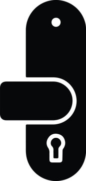 Silhouette design of a modern door handle with key hole vector
