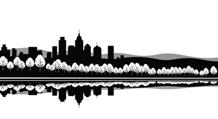 Obraz premium City skyline, urban landscape, black silhouette, cityscape illustration, vector graphic isolated on White Background Editable EPS