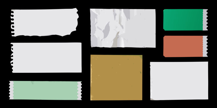 set of ticket stubs and paper scraps in various colors