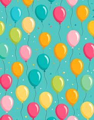 Obraz premium Colorful balloons floating against a turquoise backdrop for celebratory design