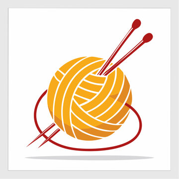 Knitting icon: ball of yarn and needles