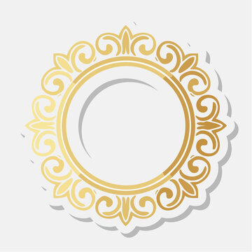 Ornate Golden Circular Frame with Swirls and Flourishes