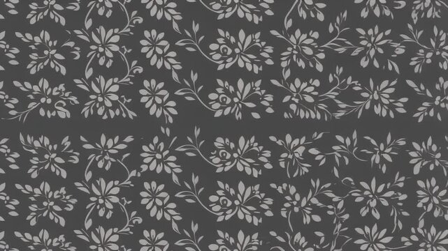 Seamless Floral Pattern with Delicate White Flowers on Dark Gray Background.