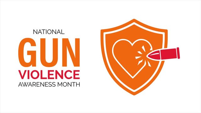 Gun violence awareness animation with shield protection and bullet impact concept.  Awareness video animation .