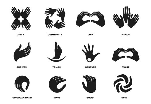 Human Hand Gestures and Communication Finger Icons Set