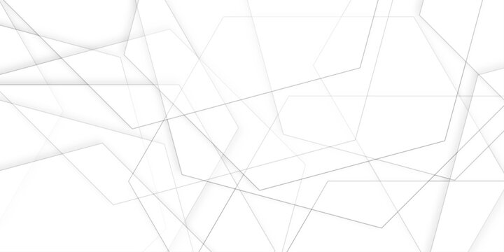Geometric abstract background with overlapping transparent polygons and lines in gray on white