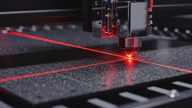 Industrial laser engraving machine processing textured material surface
