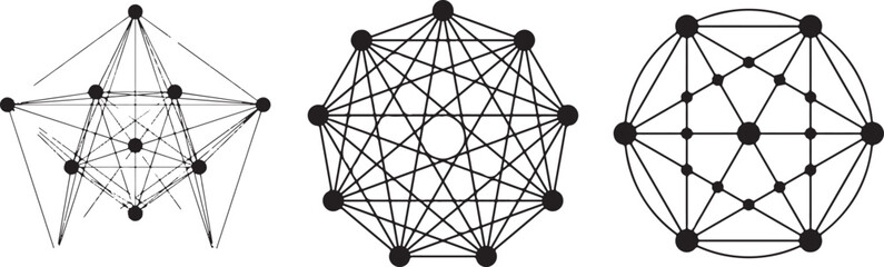 Fototapeta premium Geometric network, molecular structure, atom bond, chemistry diagrams, 3D models