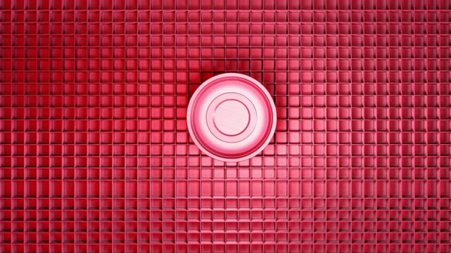 画面全体を覆うチタンと樹脂の光学インフラ基盤と赤く明滅する中心コアの真俯瞰映像