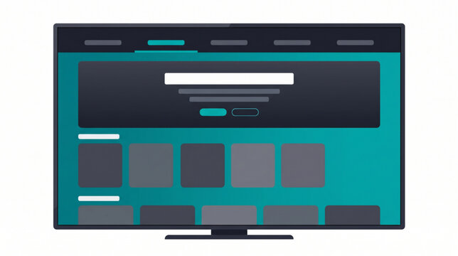 Streaming Service TV Interface with Content Rows Flat Vector UI Design