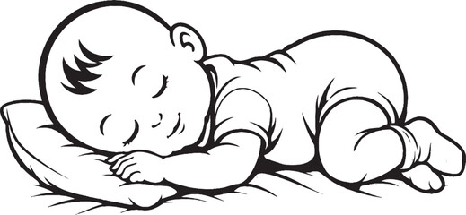 Obraz premium Sleeping Baby SVG Cut File, Cute Nursery Line Art Clipart for Cricut