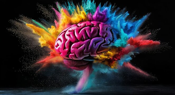 Imaginative representation of a brain filled with vibrant ideas.