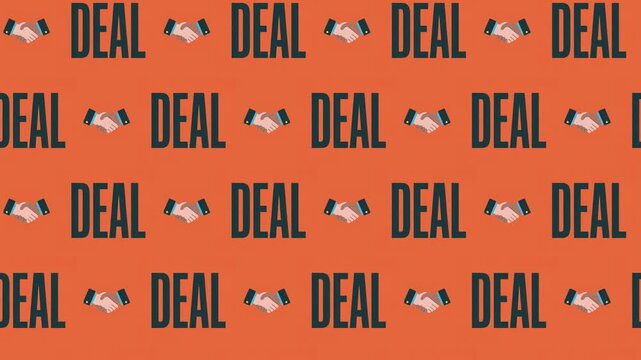 Handshake and Deal Text Seamless Pattern Background, business agreement and partnership concept.