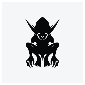 Evil imp or devil silhouette vector illustration