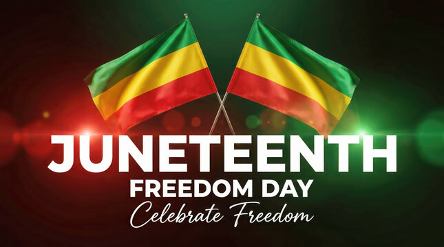 Juneteenth freedom day celebration with flags. Juneteenth Independence Day background